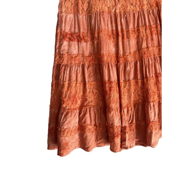 Vtg Bill Blass 100% Cotton Denim and Lace Tiered Fabric Skirt Size 6 - Picture 6 of 8